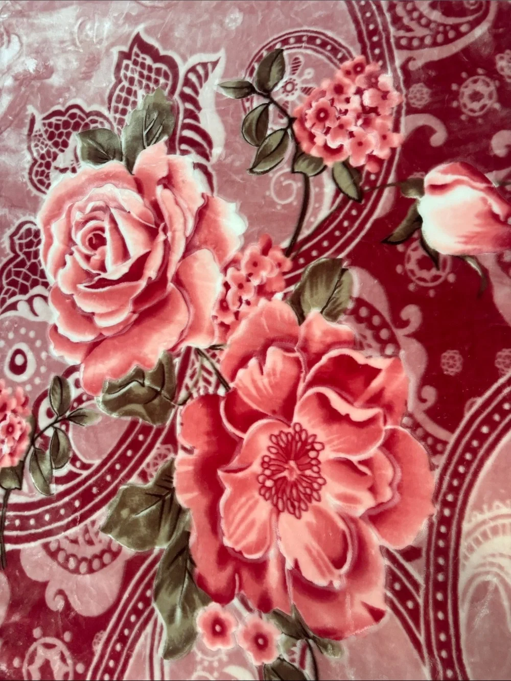 Pierre Cardin Luxury Heavy Mink Blanket Rose Floral Faux Fur Full Queen 88”x76”